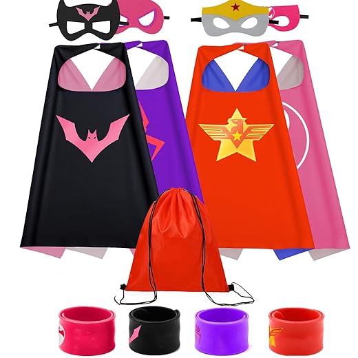 Kids Capes Set and Wristbands Kids Costumes Halloween Christmas Cosplay Dress Up for Boys Girls