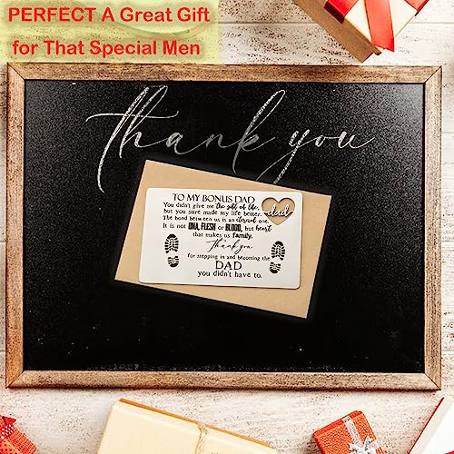YODOCAMP Wallet Card Gift for My Stepdad Stepfather, Bonus Step Dad Gift from Daughter Son,Thank You Bonus Dad Metal Wallet Card Insert for Birthday Christmas Fathers Day Wedding Deployment Gifts2