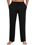 Mens Modal Pajama Pants Soft Lounge Pants Sleep Pj Bottoms with Button Fly & Drawstring & Pockets