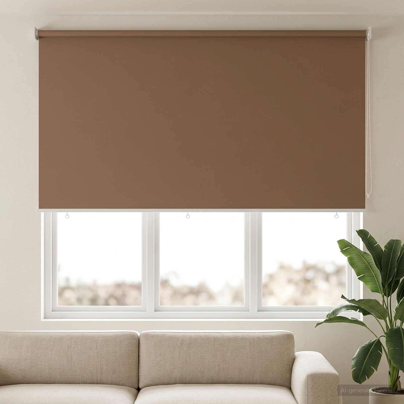 Tenda a Rullo da Sole in Poliestere Tortora 205x140 cm | Ideale per soggiorno e veranda, questa tenda filtra la luce solare offrendo privacy e un controllo termico ottimale.