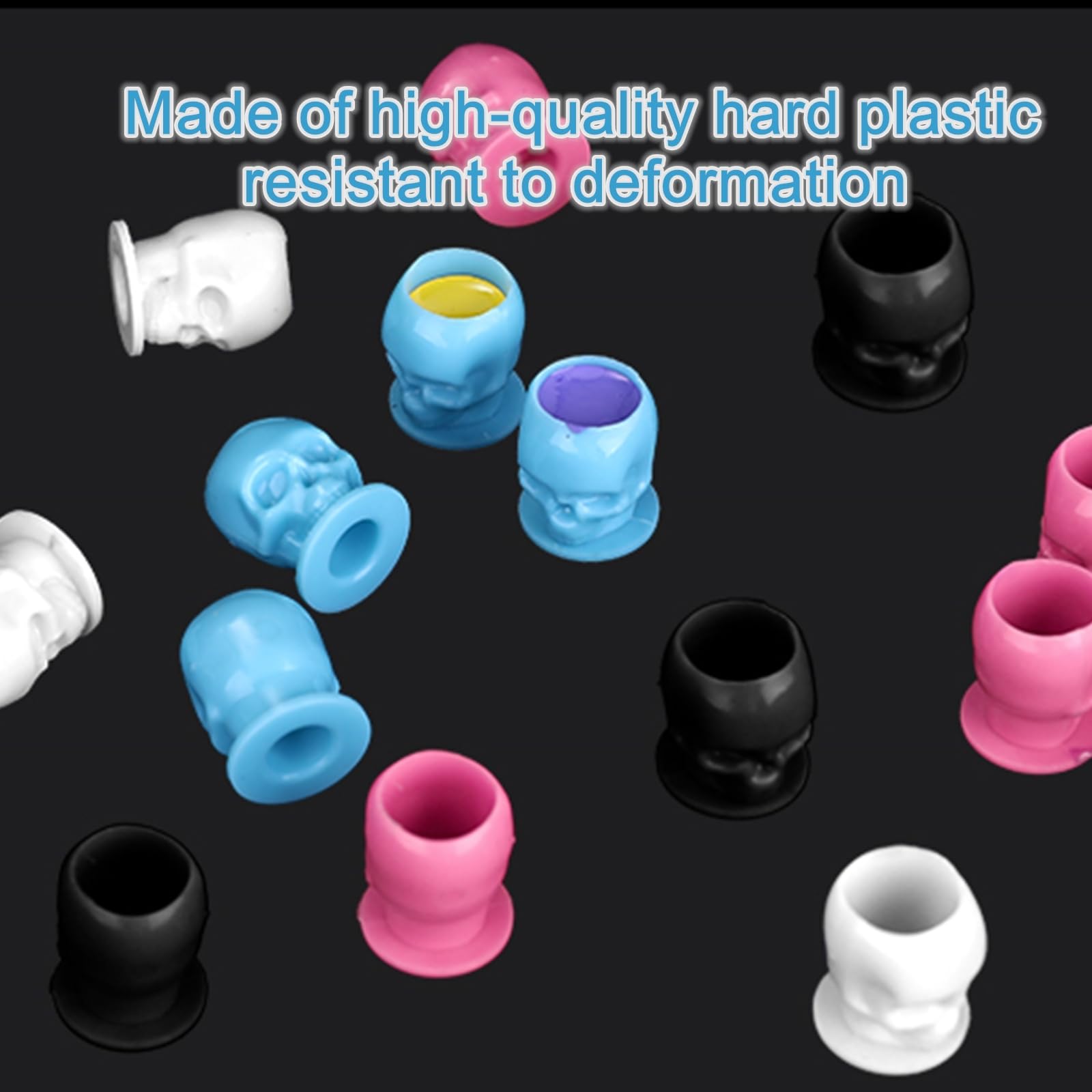 Tattoo Ink Cups with Base - 80pc Skull Design Tattoo Ink Caps, Multicolor - Image 3