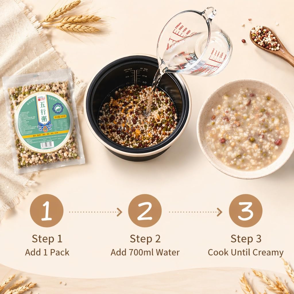 Paquete De 30 Gachas Cereales Mixtos, 100 G Por Bolsa, Fácil Cocinar, Sin Aditivos, Desayuno Y Cena Ricos En Nutrientes, Compatible Con Olla Arrocera