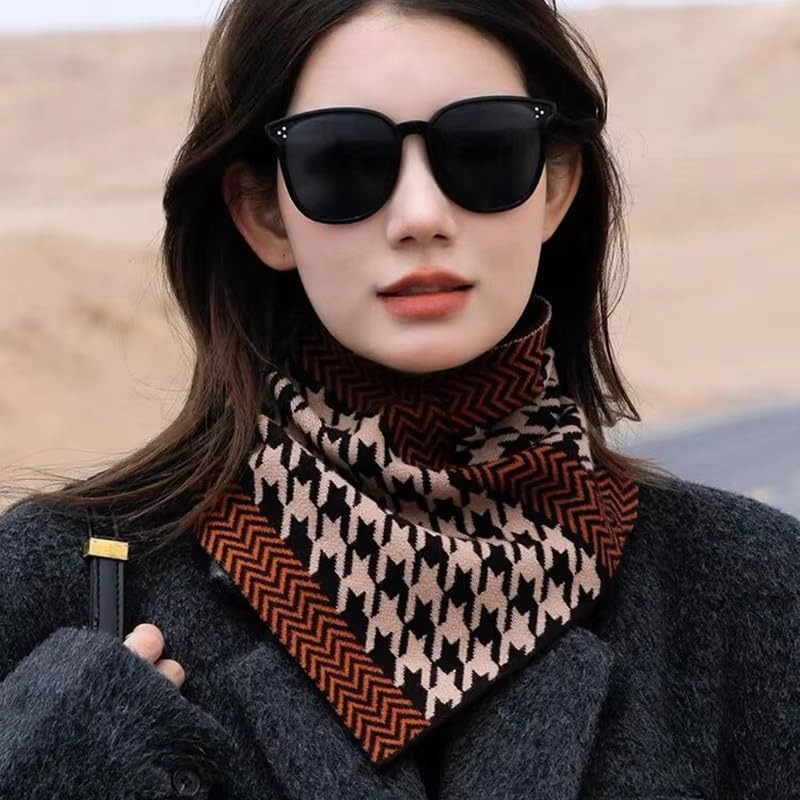 Fashionable Versatile Triangle Scarf, Winter Warm Knit Triangle Shawl Wraps Collar Scarf Neck Gaiter for Women Girls3