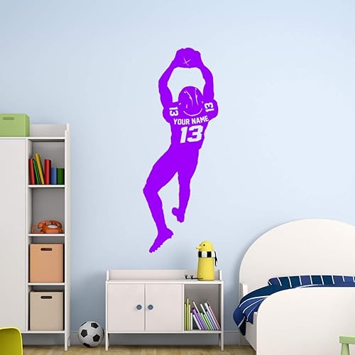 Miniatura 10 de VWAQ Calcomanía de pared personalizada de jugador de fútbol  Nombre personalizado Deportes calcomanía decorativa de vinilo  CS48 (24 pulgadas de