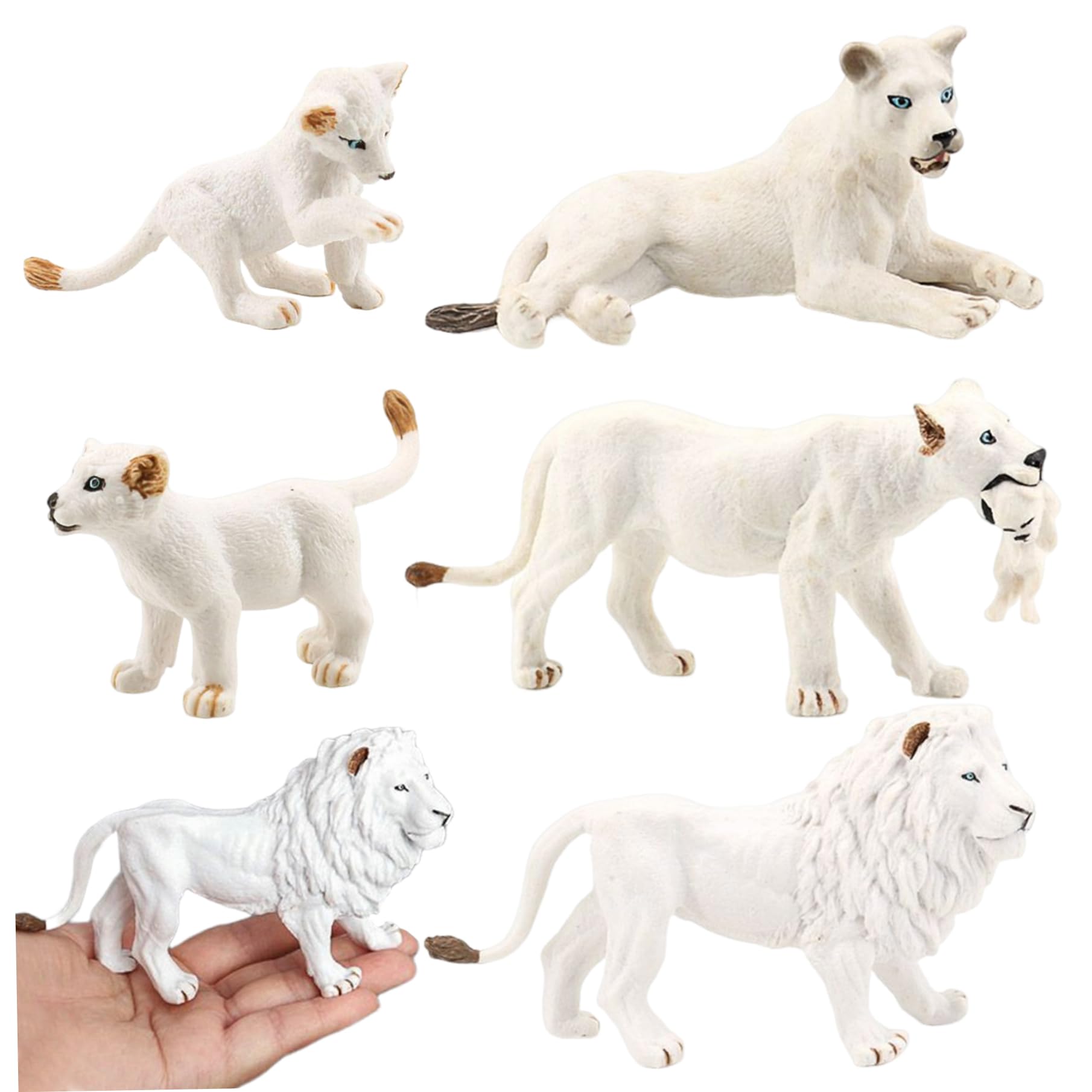 Figurine de lions (5 pièces) comprenant mâle, femelle et lionceau pour enfant