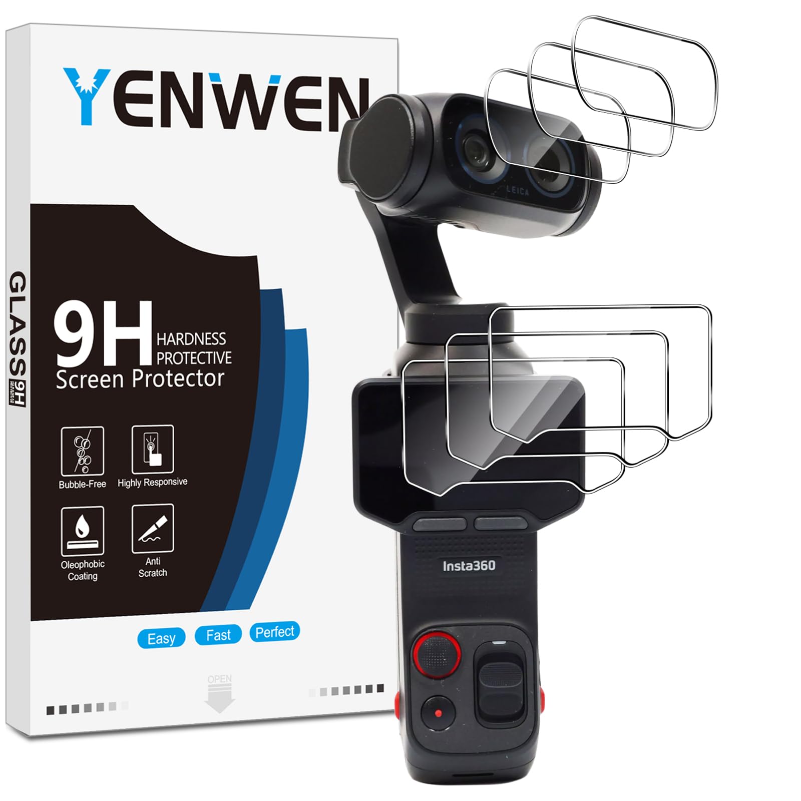 3 Pièces Verre Trempé Compatible avec Insta360 Luna Ultra, Film Protection écran Dureté 9H Glass Anti Rayures Haute Définition Sans Bulles
