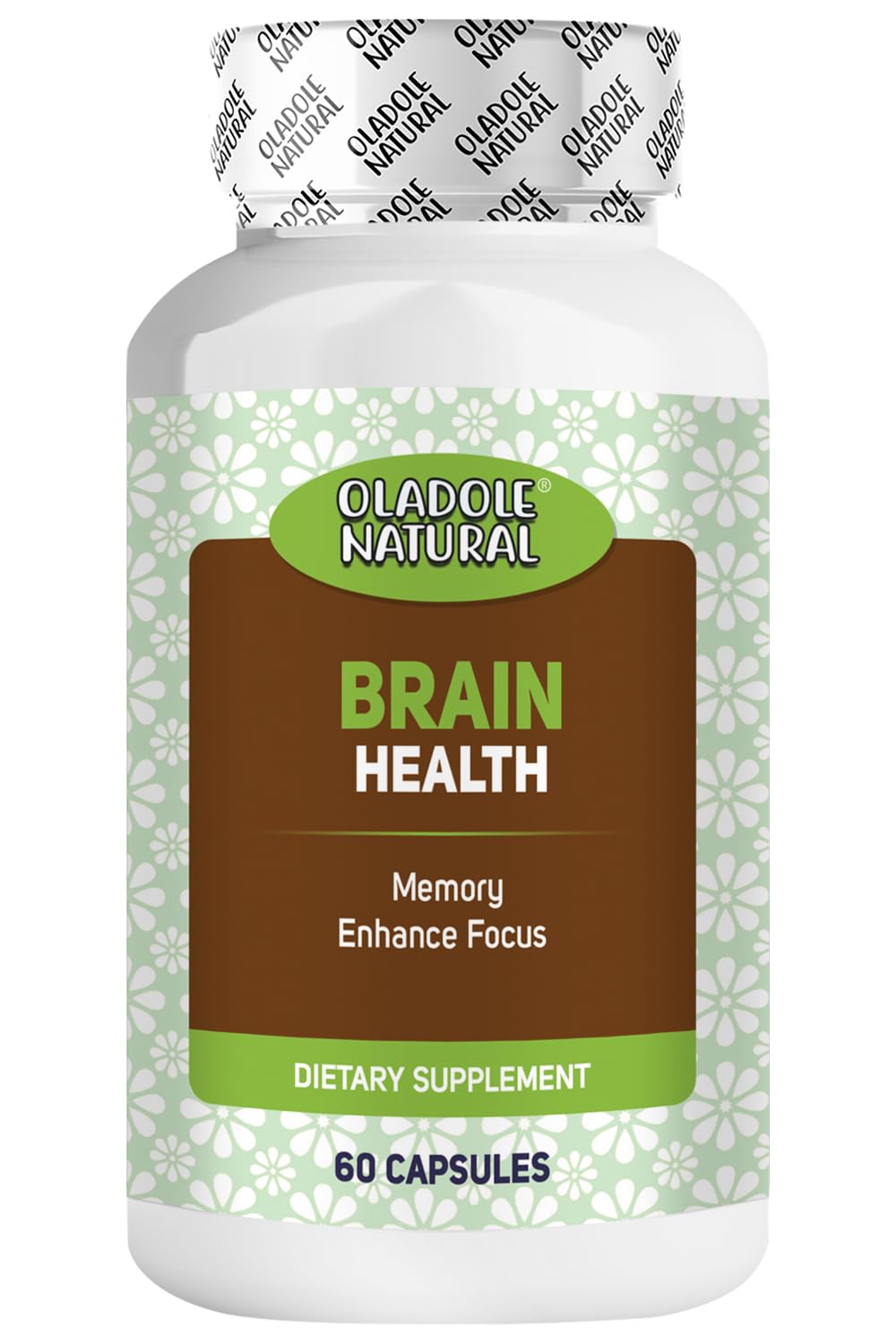 Oladole Natural Brain Booster- 60 Capsules | With Ginkgo Biloba & Bacopa Monnieri Extract For Cognitive Support, Focus, Memory & Clarity, Increase Energy & Alertness | Non- GMO, Gluten Free