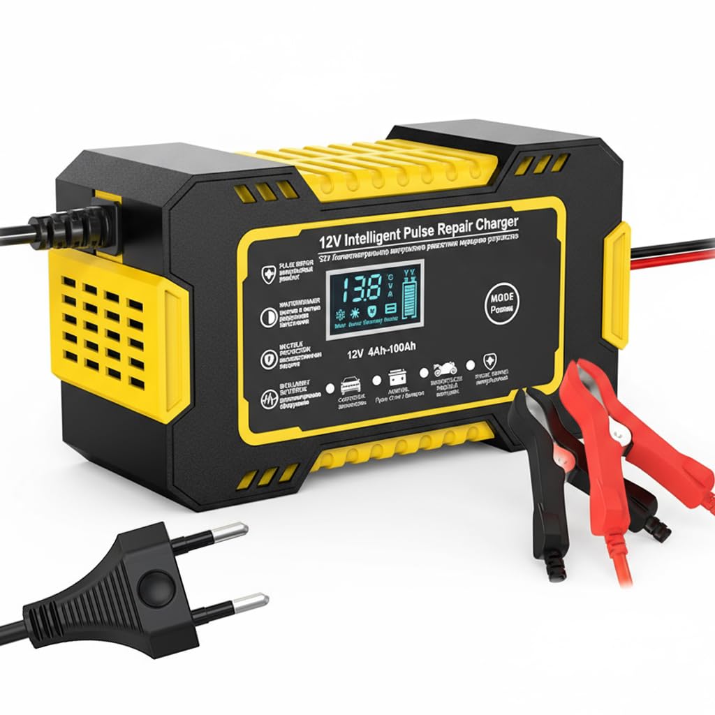 12V 6A Battery Charger for Renault Twingo/Twingo RS/GT III II I 3-door/5-door 1993-2008 2009-2024, Car & Motorcycle Battery Charger, with LCD Display, Auto Stop, Pulse Repair, Multi-Protection