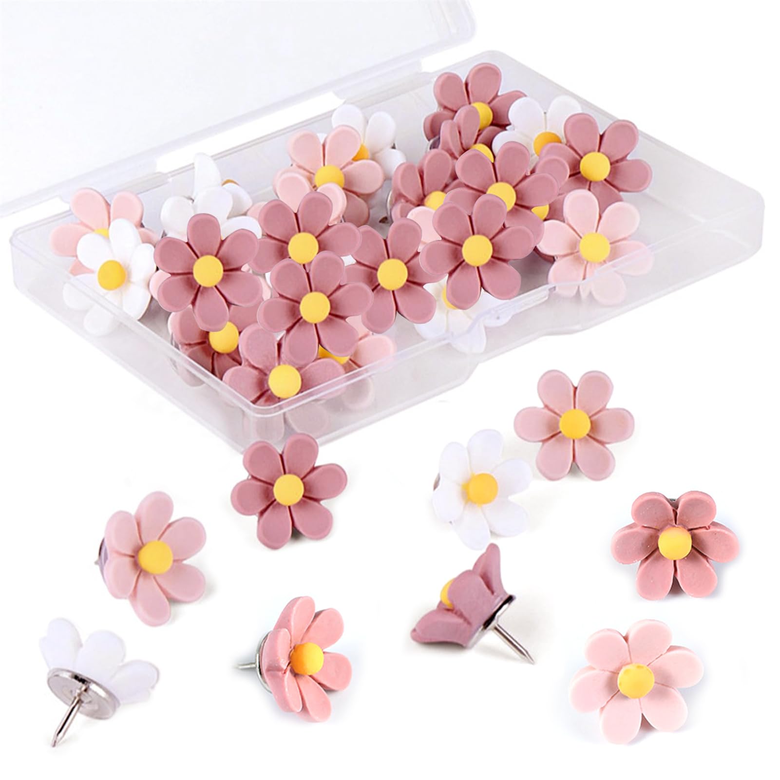 Flower Push Pins for Cork Board 30 Pcs Decorative Thumb Tacks Pushpin Cute Cork Board Floret Thumbtacks Push Pin for Notice Bulletin Boards image 5