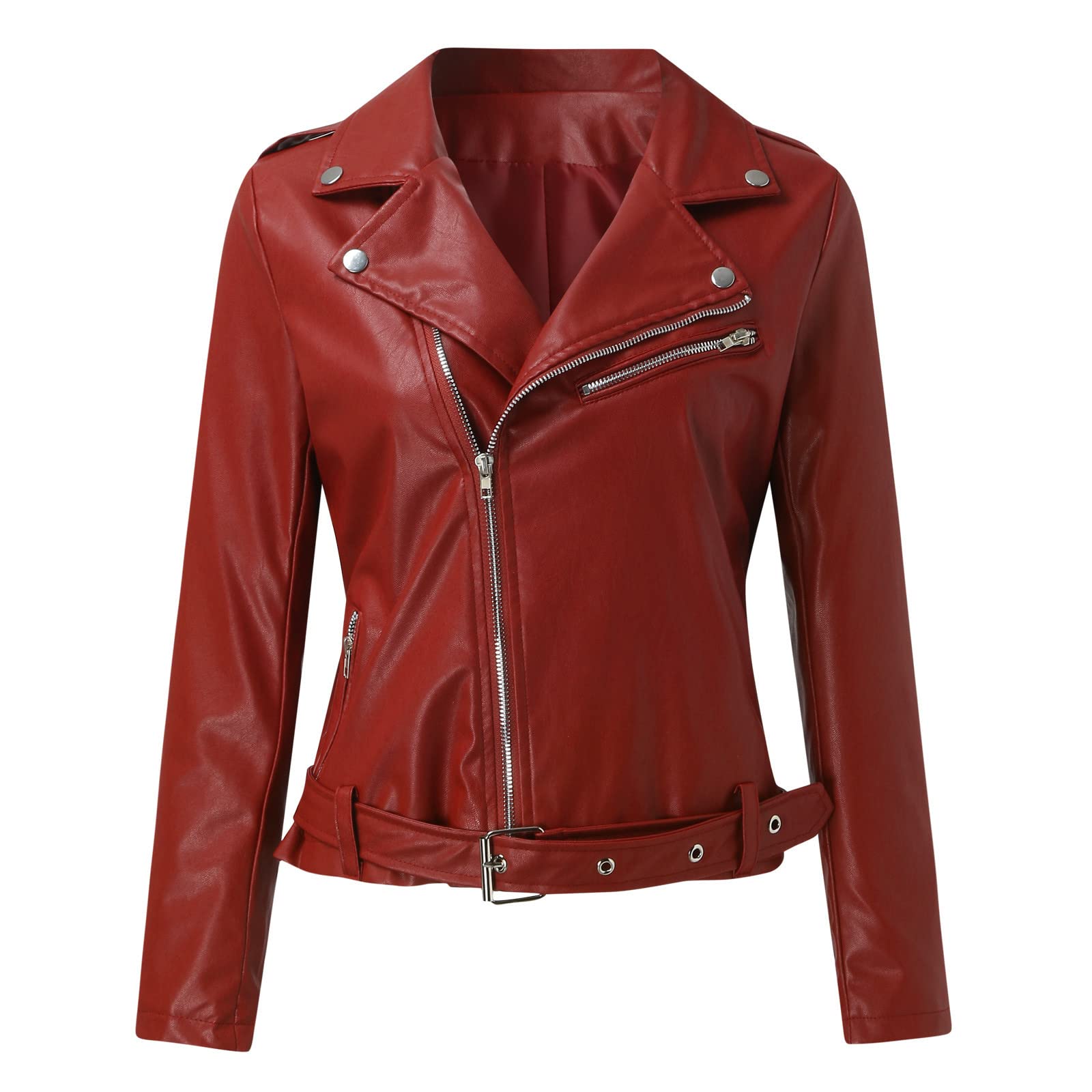 Chaqueta Casual de Mujer Abrigo Sintético Ajustado con Cremallera Manga Larga Corta para Otoño