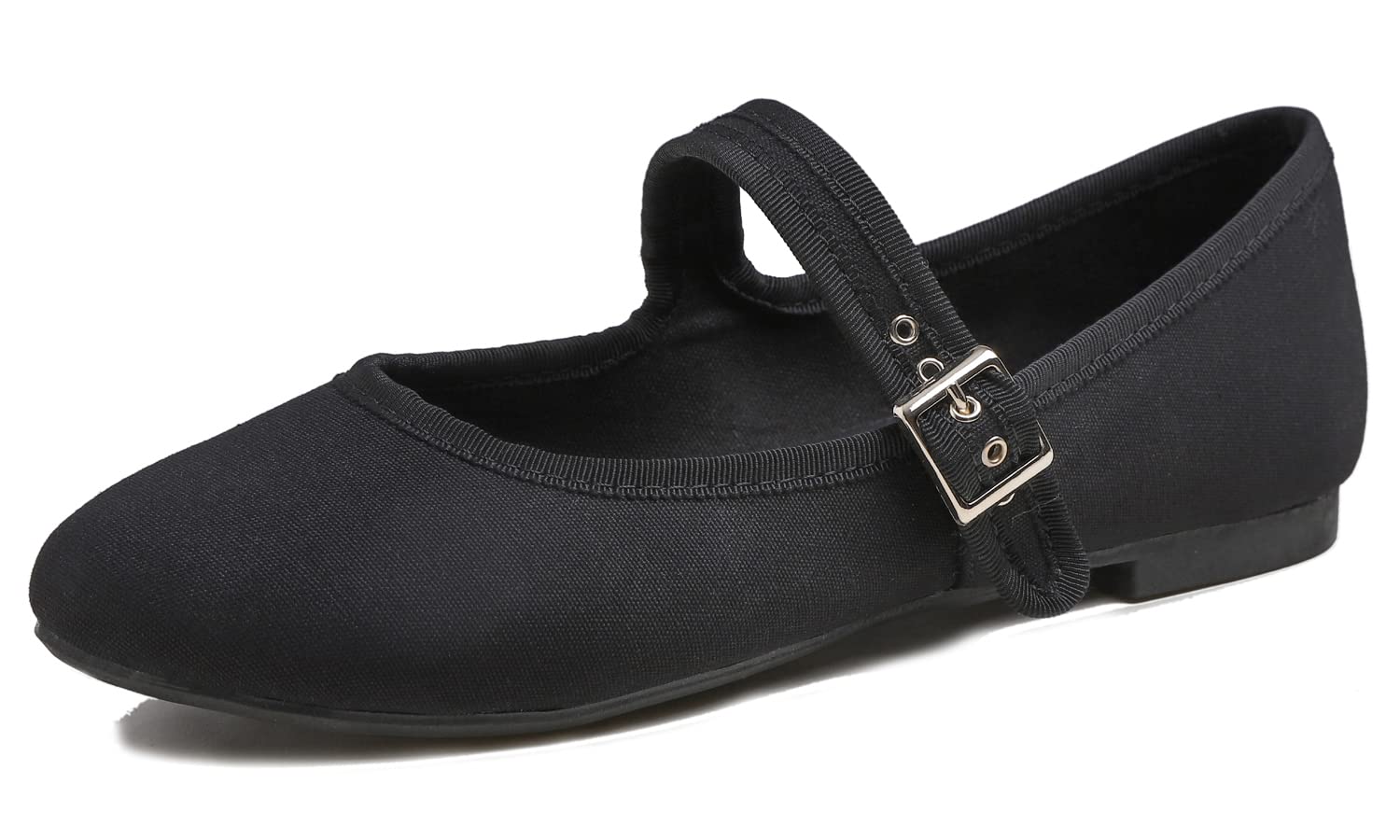 FEVERSOLE Women's Soft Cushion Extra Padded Comfort Round Toe Mary Jane Metal Buckle Fashion Ballet Flats Walking Shoes