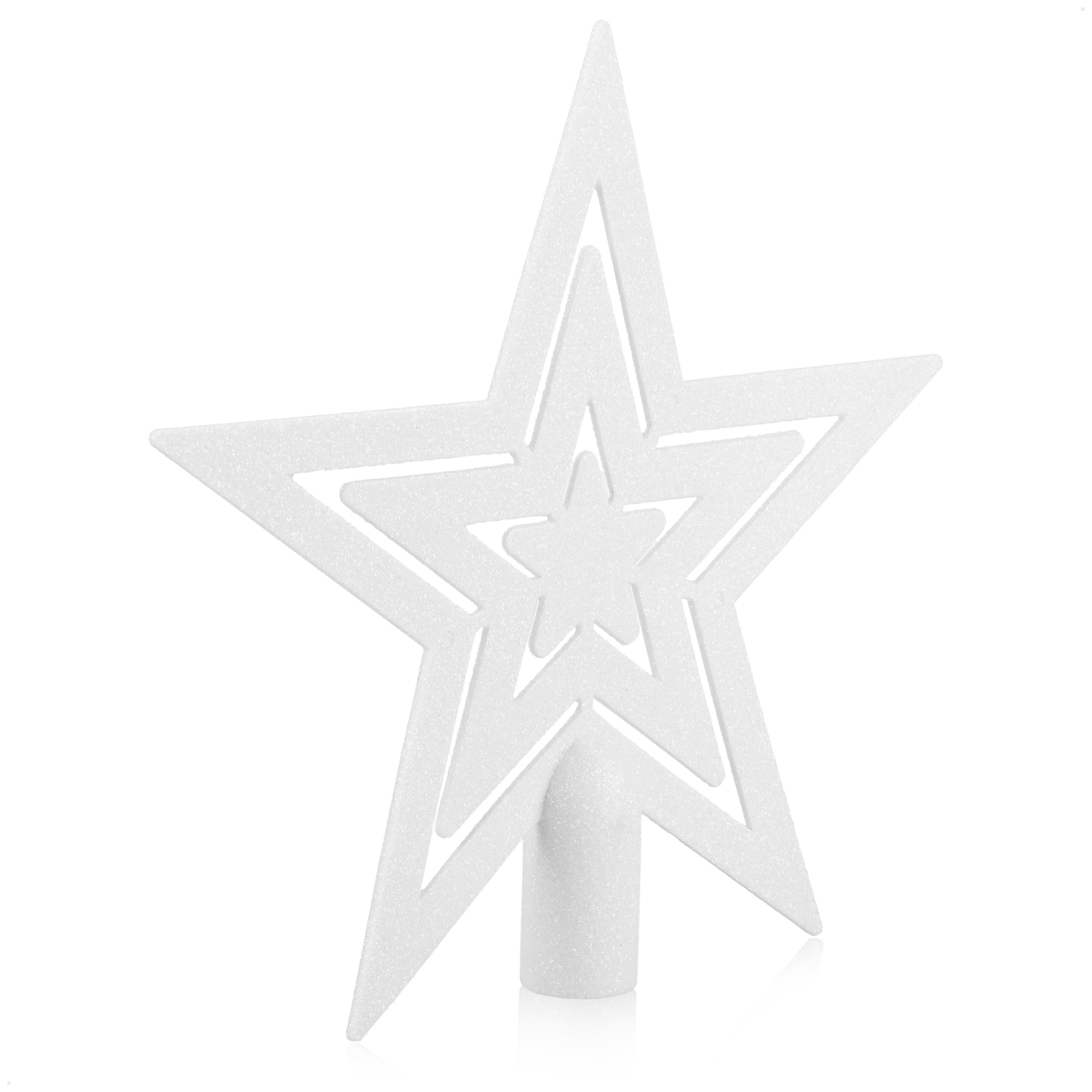 COM-FOUR® Adorno de árbol de Navidad con Estrella Brillante - Adorno de Estrella para árbol de Navidad - Adorno de árbol de Navidad para Cualquier Adorno de árbol - Flor de Pascua irrompible