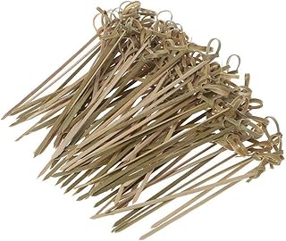 100pcs Jetable Noeud de Bambou avec Extrémités Tordues Fait Main Bâtons à Cocktail Cueillette de Fruits Signe Dessert Pour Grignotines des Tapas des Sandwichs Fête des Collations (9cm)