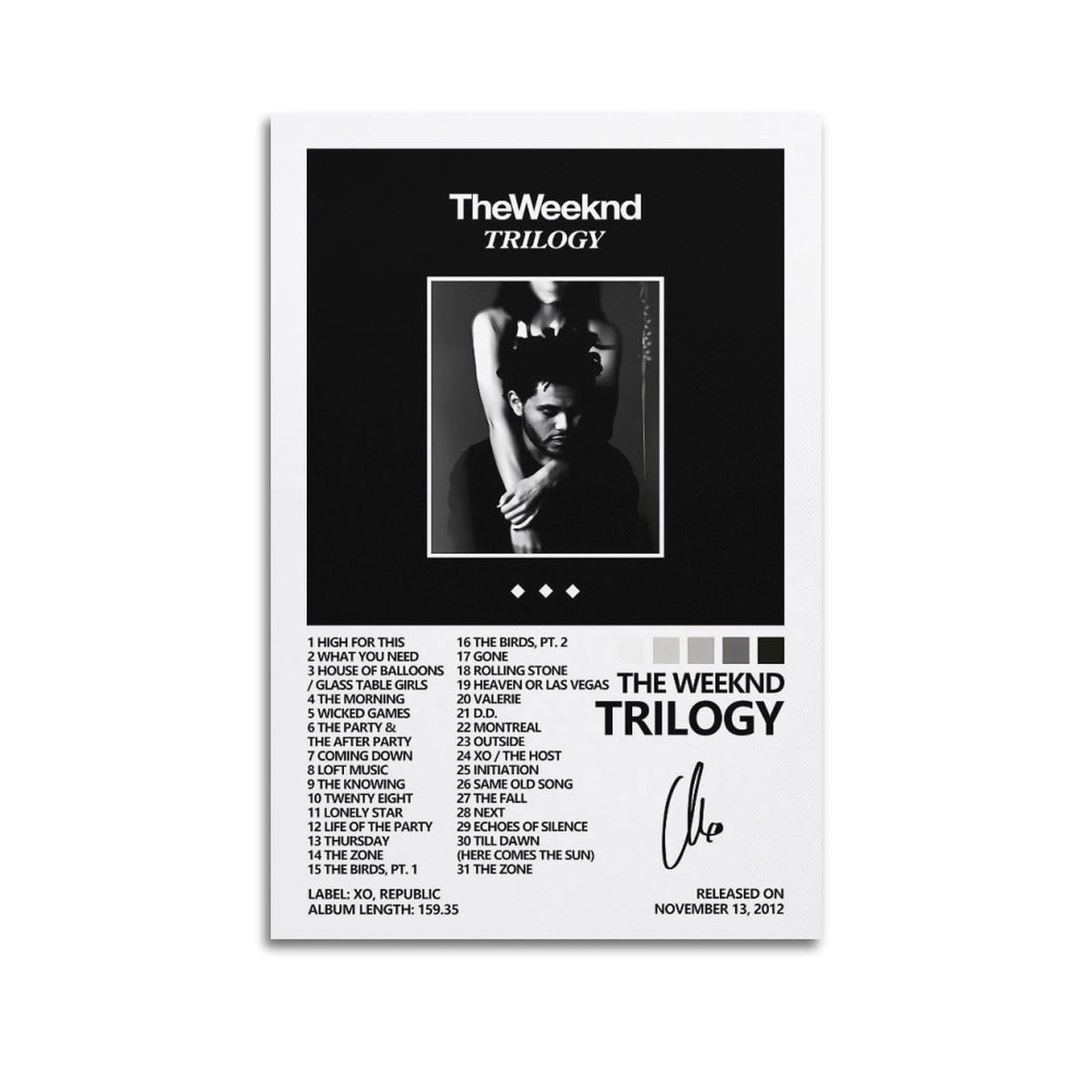 The Weeknd Trilogy (2) Album Cover Canvas Photo - Bedroom Music Posters, Vintage Art Prints - 12x18inch (30x45cm), Unframed