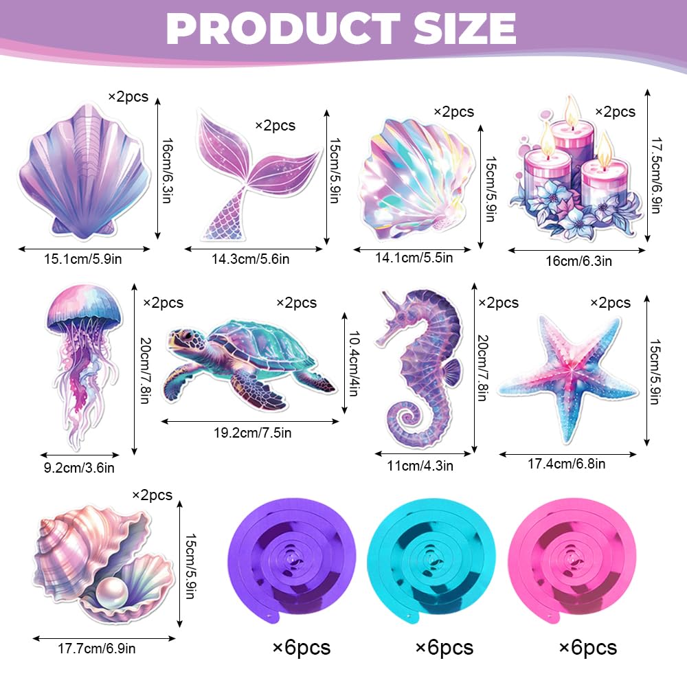 18 Decorazioni A Spirale Tema Sirena - Per Compleanni, Soffitto, Mondo Subacqueo, Feste Bambini