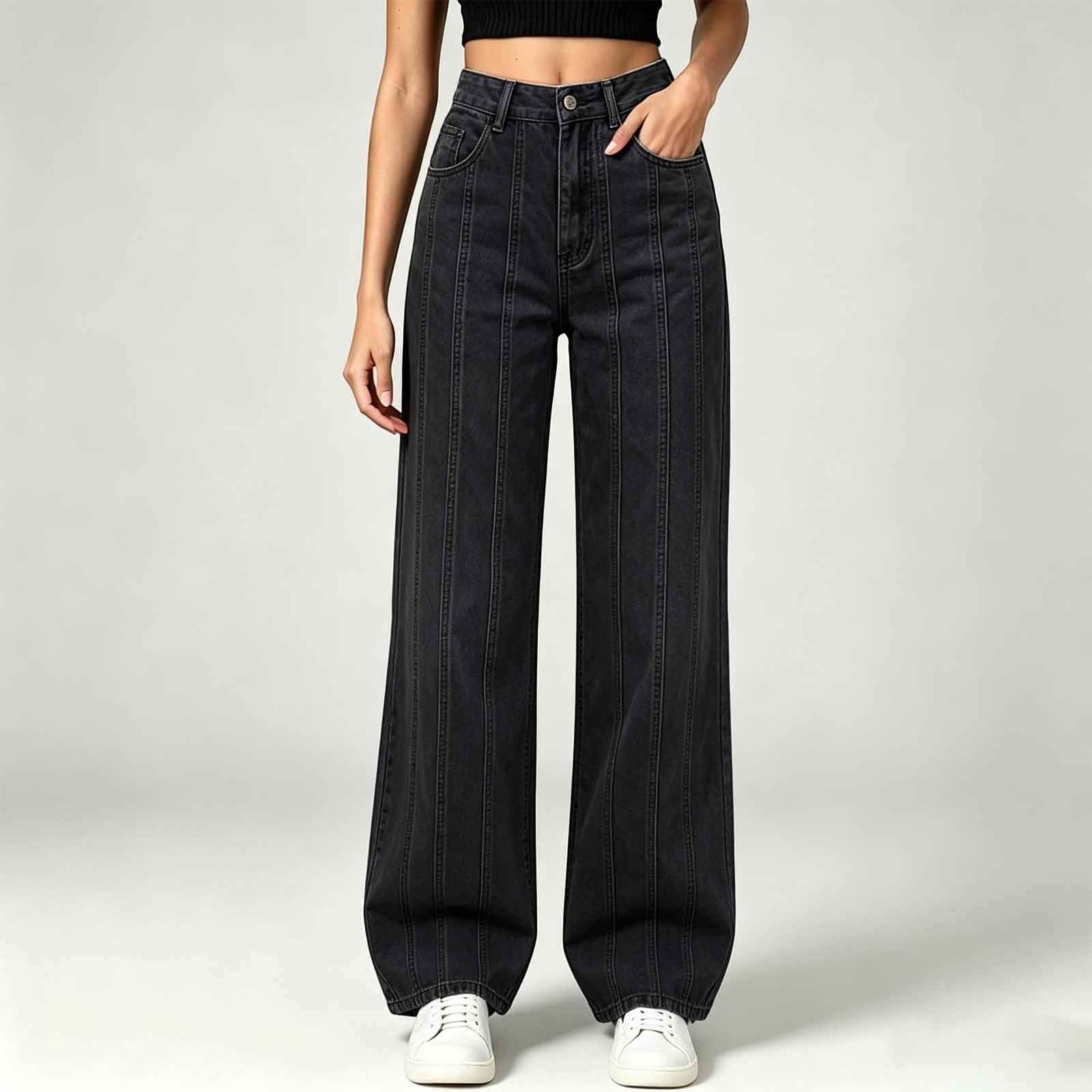 Jeans da donna Baggy, elasticizzati, stile cargo, boyfriend, per il tempo libero, con elastico, vintage, streetwear, pantaloni da jogging dritti, tinta unita, vintage, per adolescenti