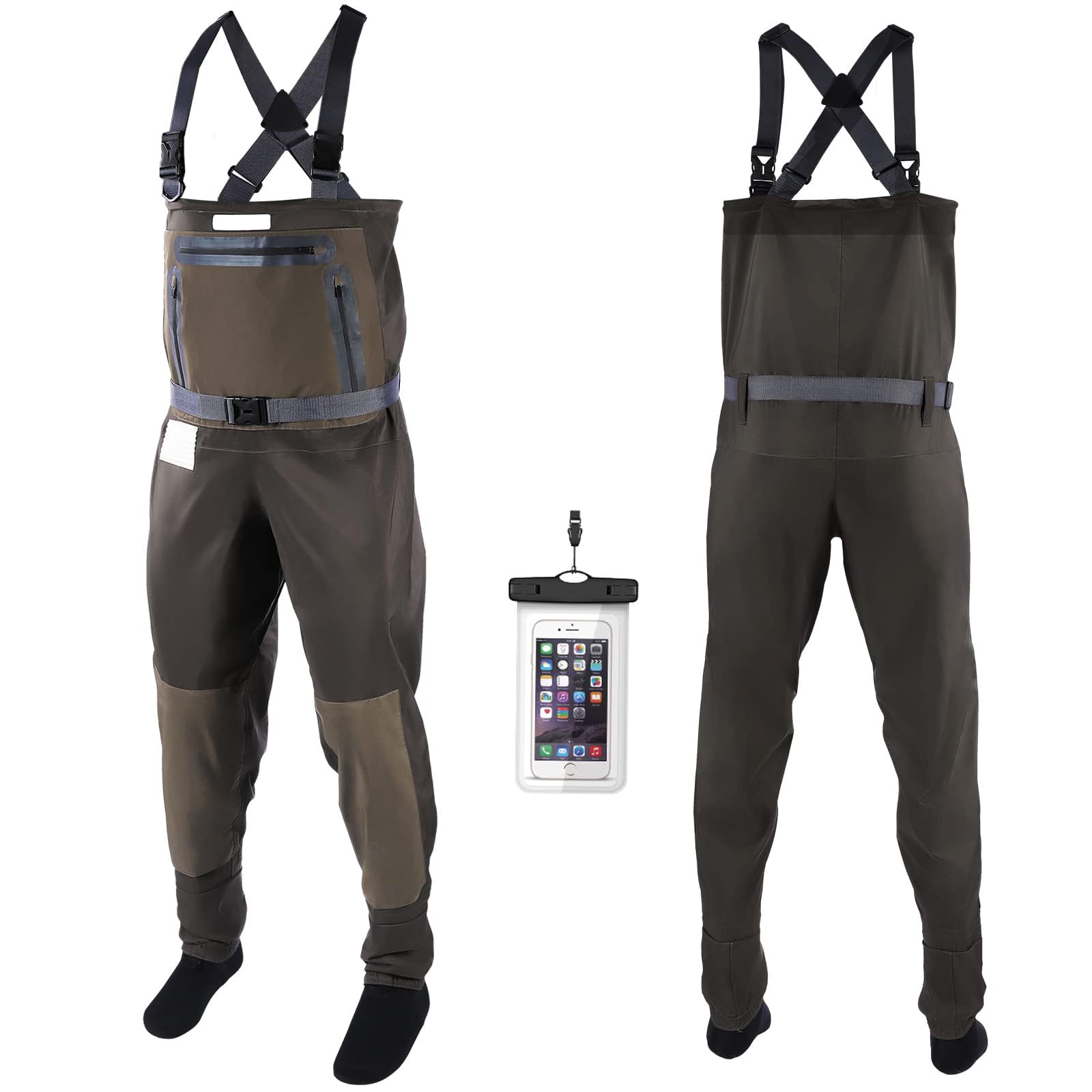 WIN.MAX Fishing Waders, Breathable Stocking Foot Waterproof Wader, Angelbekleidung Fliegenfischen Erschwingliche… (XXL)
