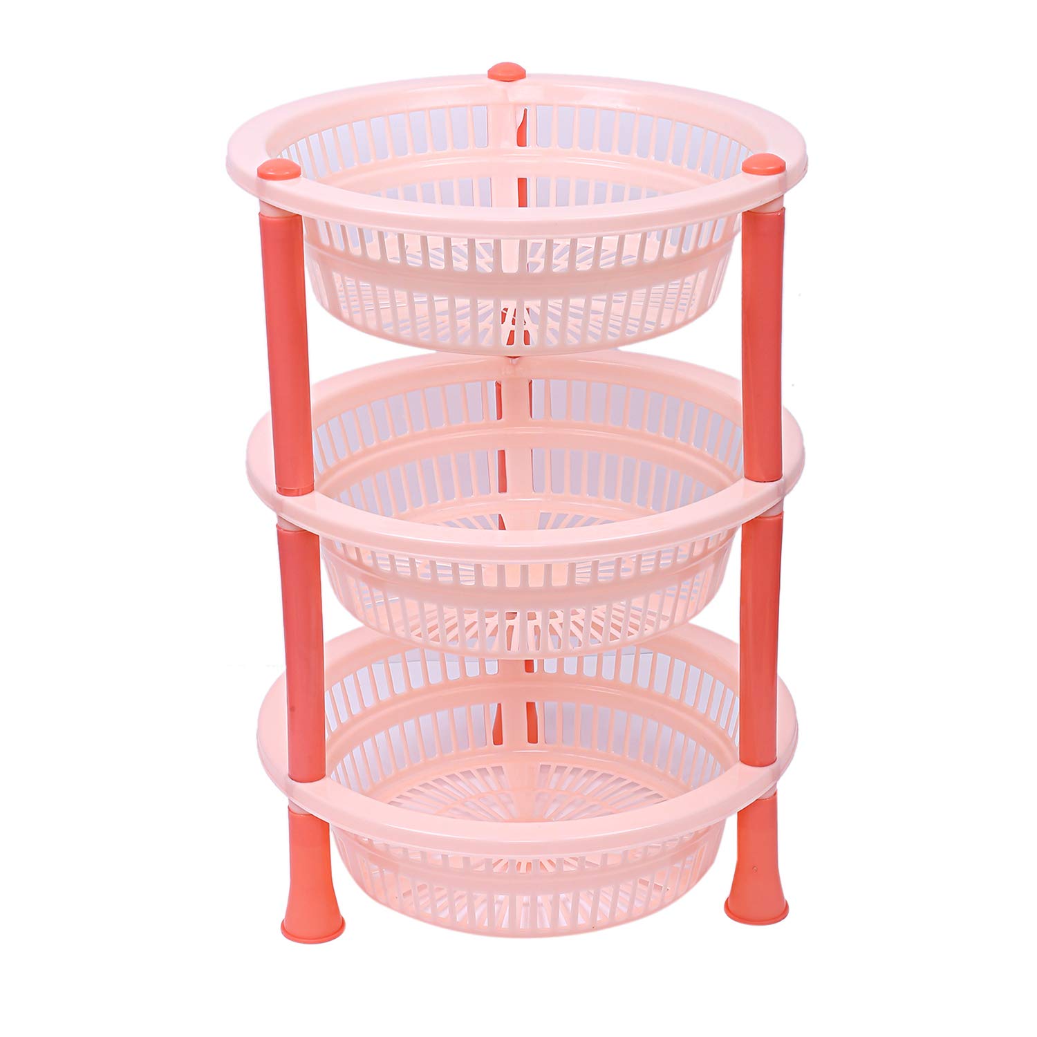 Kuber industries Plastic 3 Layer Multi-purpose Kitchen Storage Basket Rack (Beige)-CTLTC14825