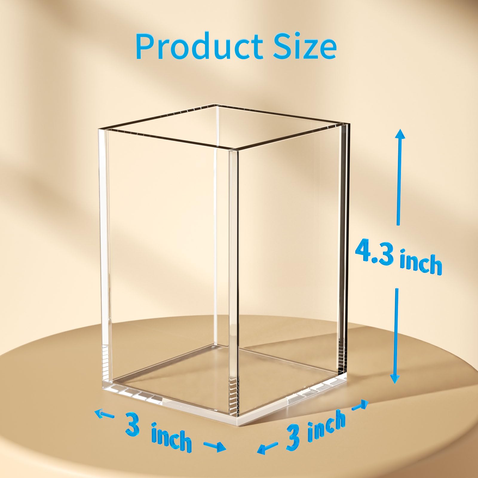AITEE Acrylic Pen Pencil Holder: 3 Pack Clear Pen Pot Square Makeup Brush Holder Desktop Stationery Organizer for office school home - Image 2