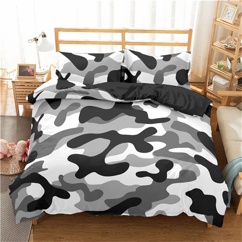 Housse de couette 240x260 camouflage hypoallergénique anti-poussière pour lit 3 pièces