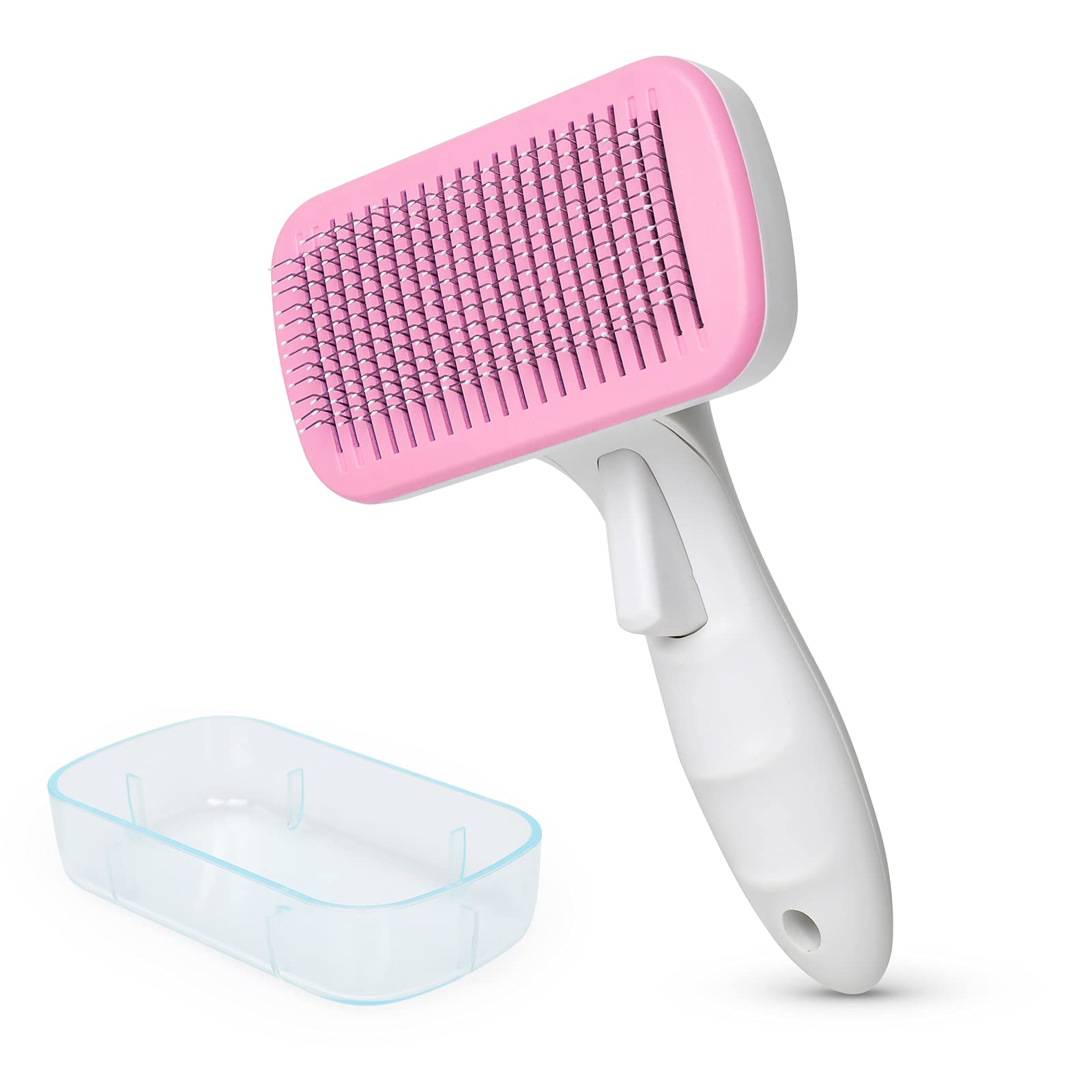 WD&CD Pet Grooming Brush, Dog Comb Brush Self Cleaning Slicker Dog Cat Brush Hair Remover Pet Brush for Long Hair and Shorthair Pink