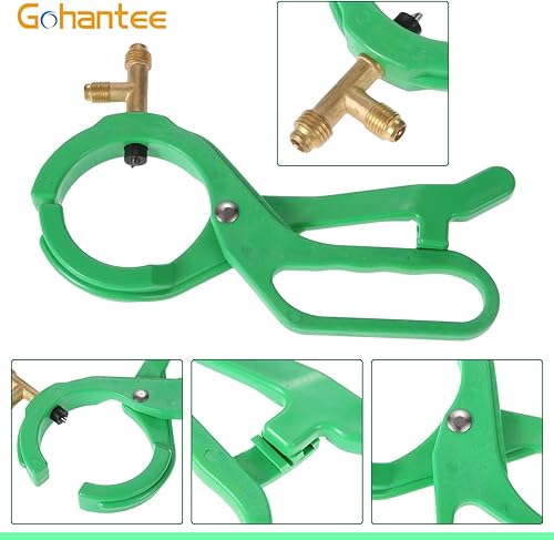 Miniatura 6 de gohantee R134A - Abridor de botellas de CA con punzón lateral 2 en 1 para R22 R12 dispensador de refrigerante, 14 SAE y 12 kit de herramientas de