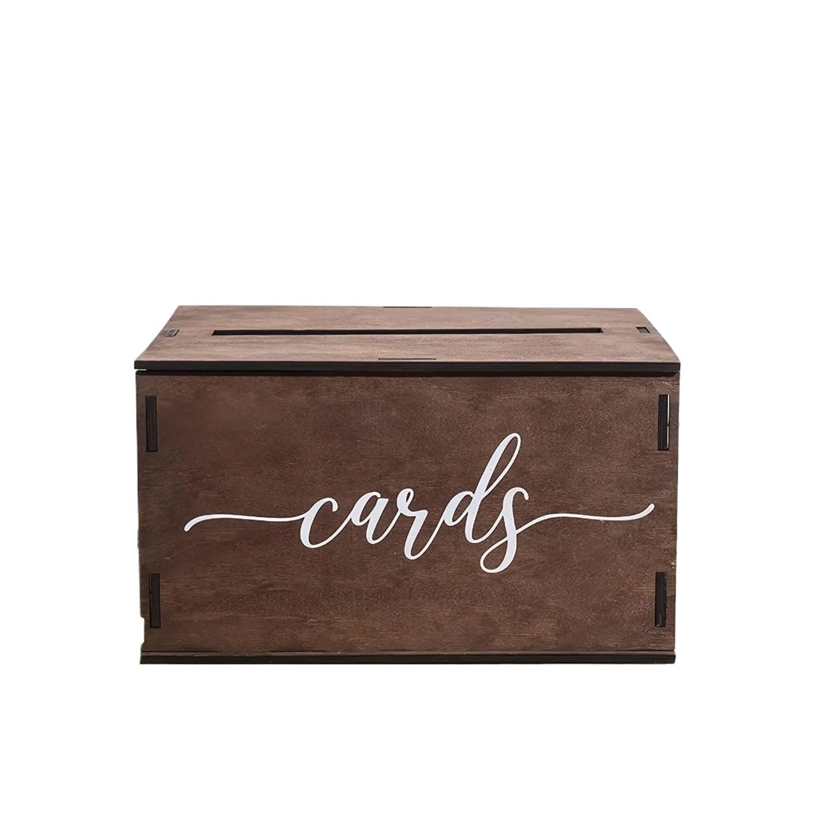 Caja para tarjetas de boda de madera decorativa con ranura superior