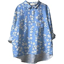 Spring Boho Tops for Women Floral Button Down Shirts Colorful Long Sleeve Blouses Lightweight Shirt with Pocket