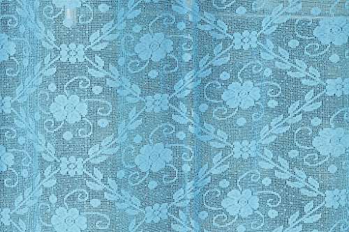 Image of Dekor World Blue Cotton Net Curtain Set (Pack of 2)-110x225cm (4x7Feet) Door Curtain