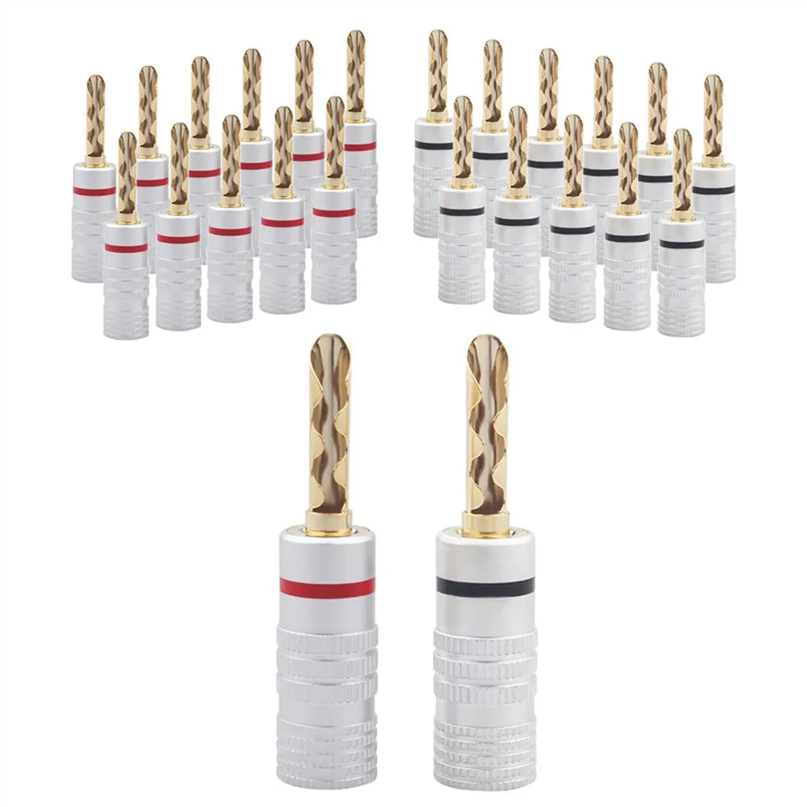 24 sztuki 4 mm wtyków bananowych, pozłacany 24-karatowy pozłacany kabel wzmacniacza głośnika, złącza bananowe (12 sztuk)