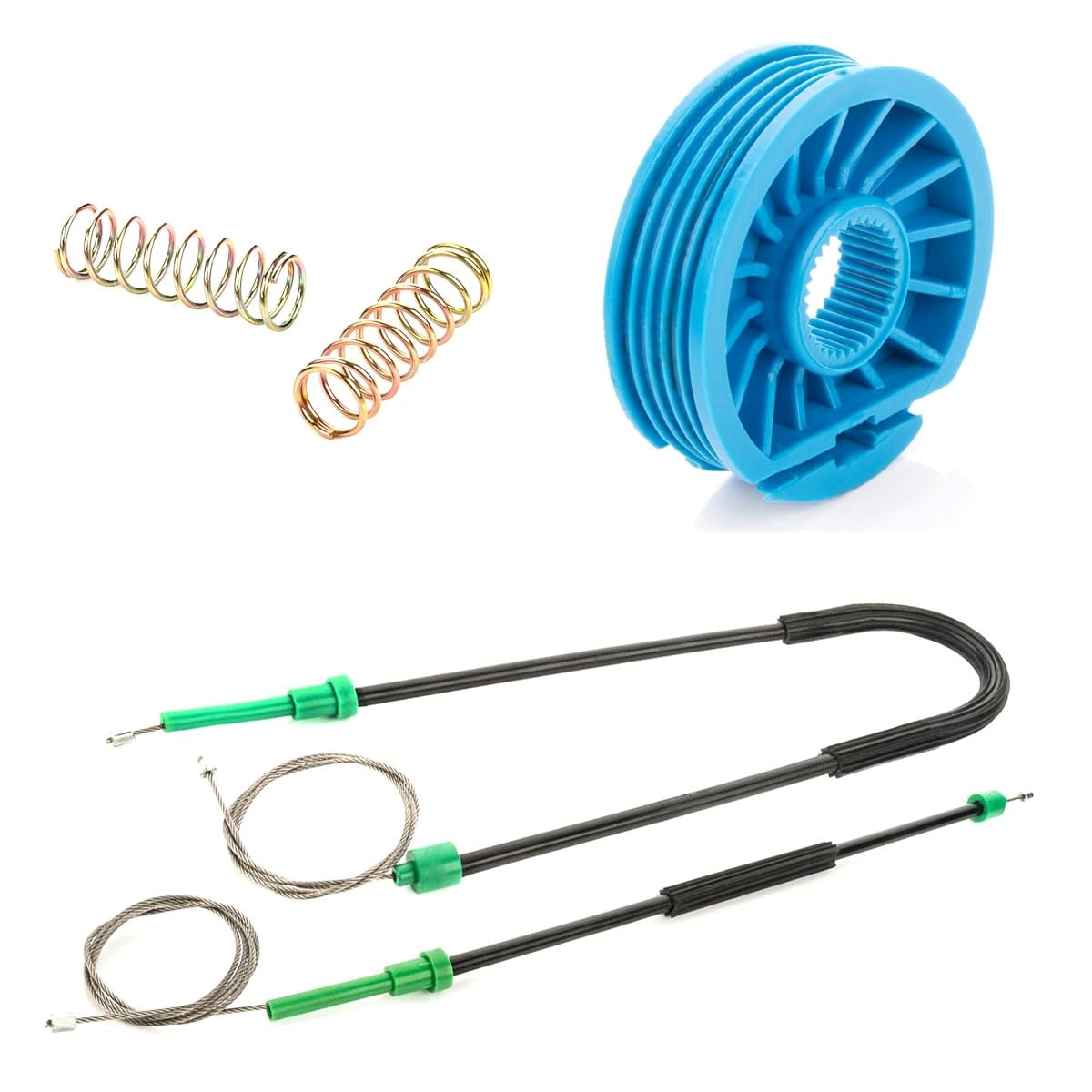 LST Fensterheber Reparatursatz Seilzug Rolle Set hinten kompatibel mit Ford Focus II Cabrio Coupe 2006-2010
