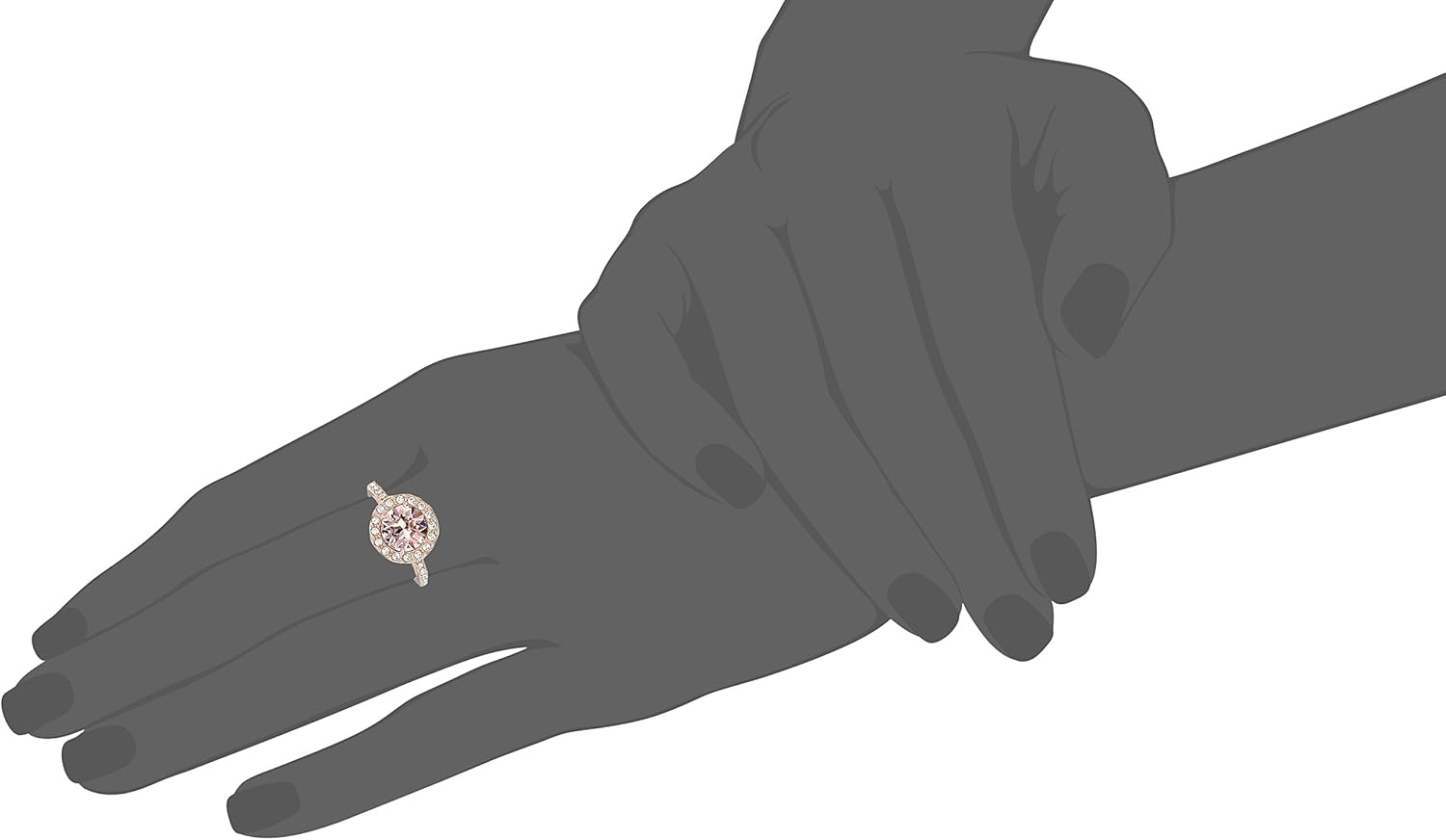 Amazon Essentials Platinum-Plated Sterling Silver Aquamarine Color Made with Imported Infinite Elements Crystal Round Shape Ring, (previously Amazon Collection)