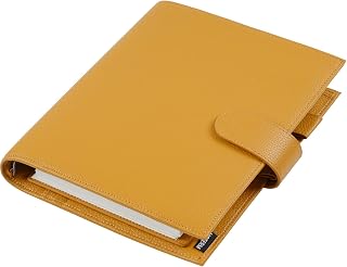 Moterm A5 Luxe Ringe Planer - Echtes Leder Binder Organizer (Kiesel-Senf,30mm Ring)