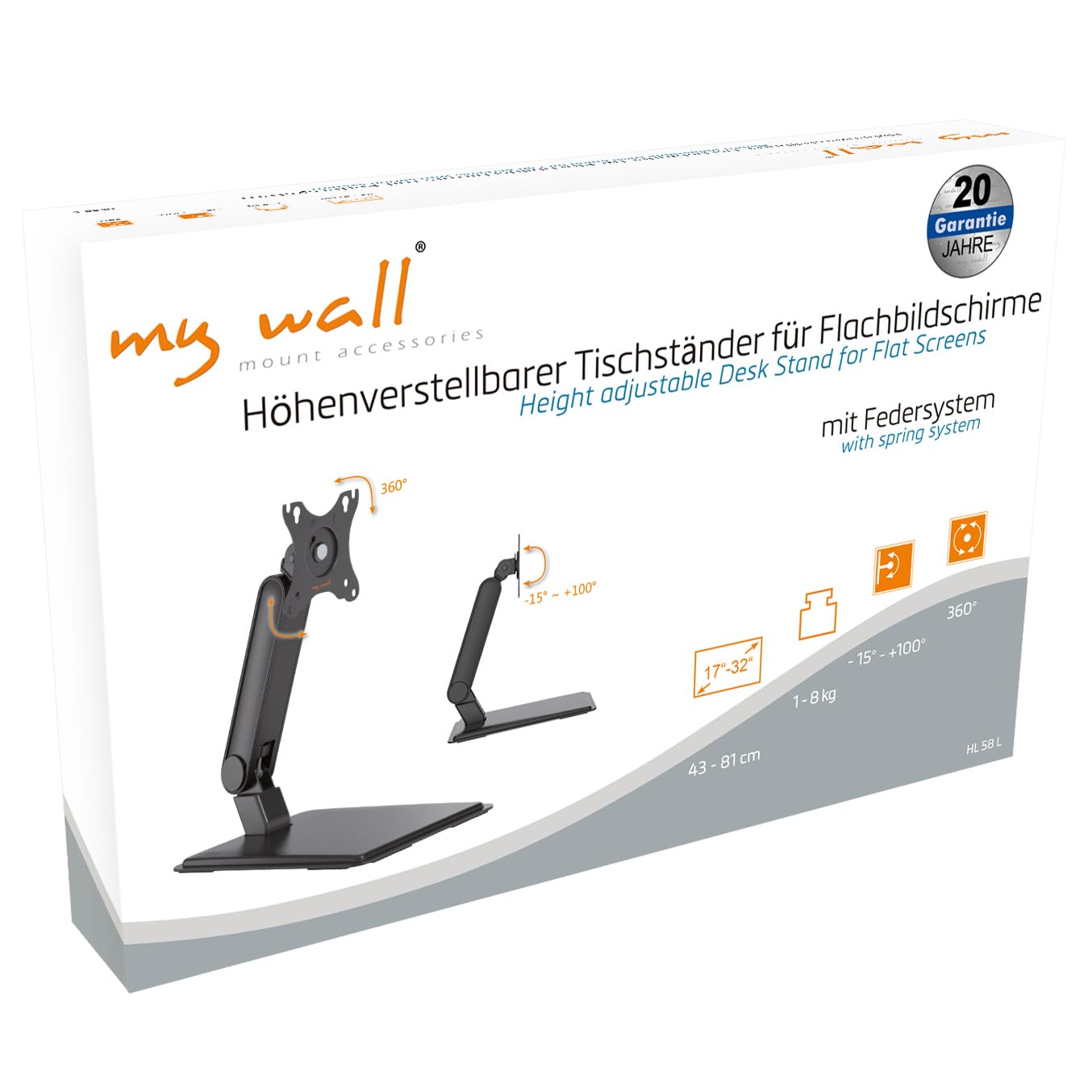 My Wall HL58L Pied de Moniteur 1 Compartiment 43,2 cm (17) - 81,3 cm (32) Noir