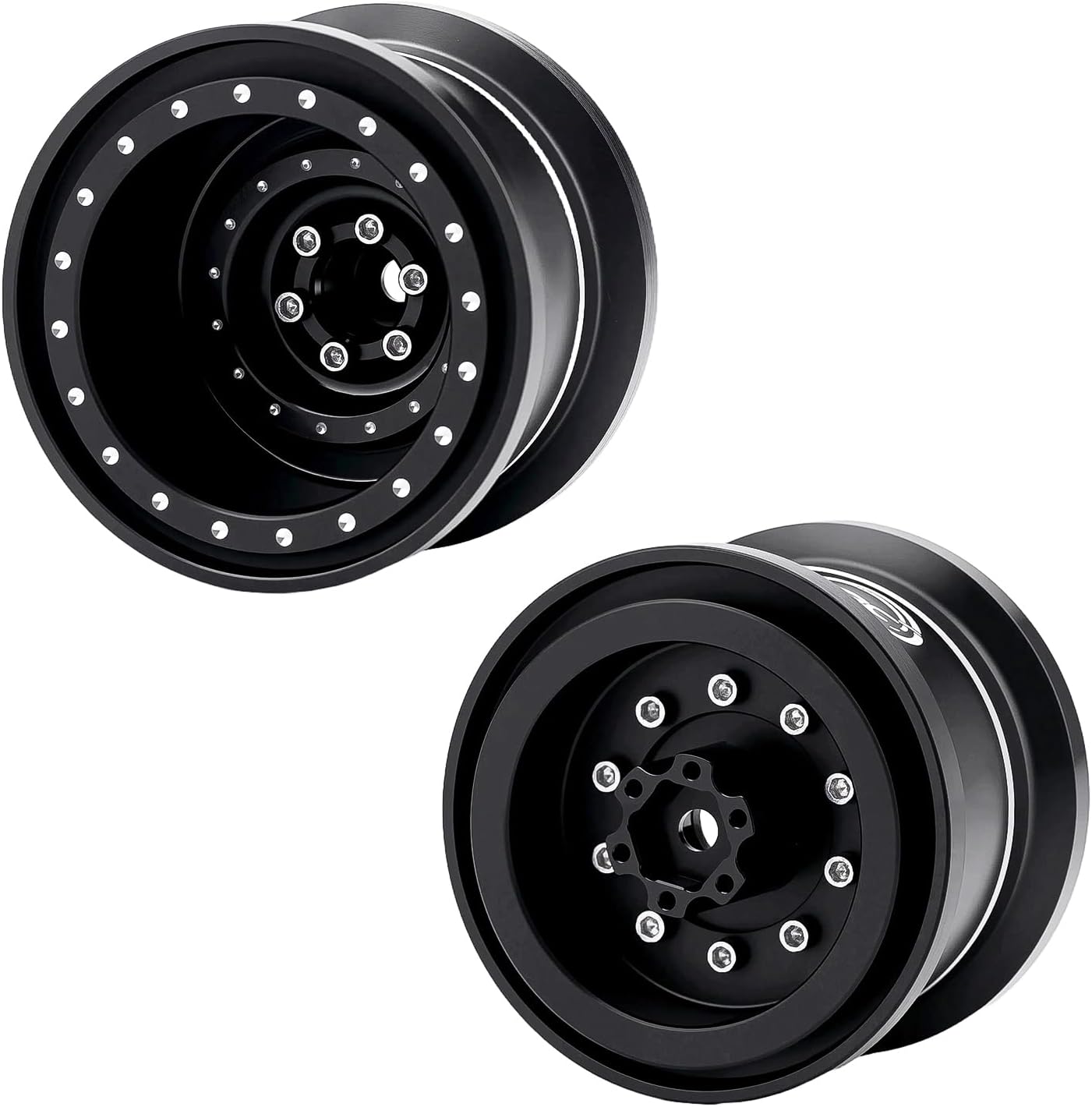 4PCS Aluminum TRX4MT Beadlock Wheels Hubs for TRX-4MT F-150 K10 1/18 Scale Monster Truck,Black