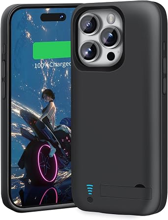 Battery Case for iPhone 16 Pro, 5000mAh Rechargeable Extended Battery Charging/Charger Case, Add 100% Extra Juice 6.3 Inches Black