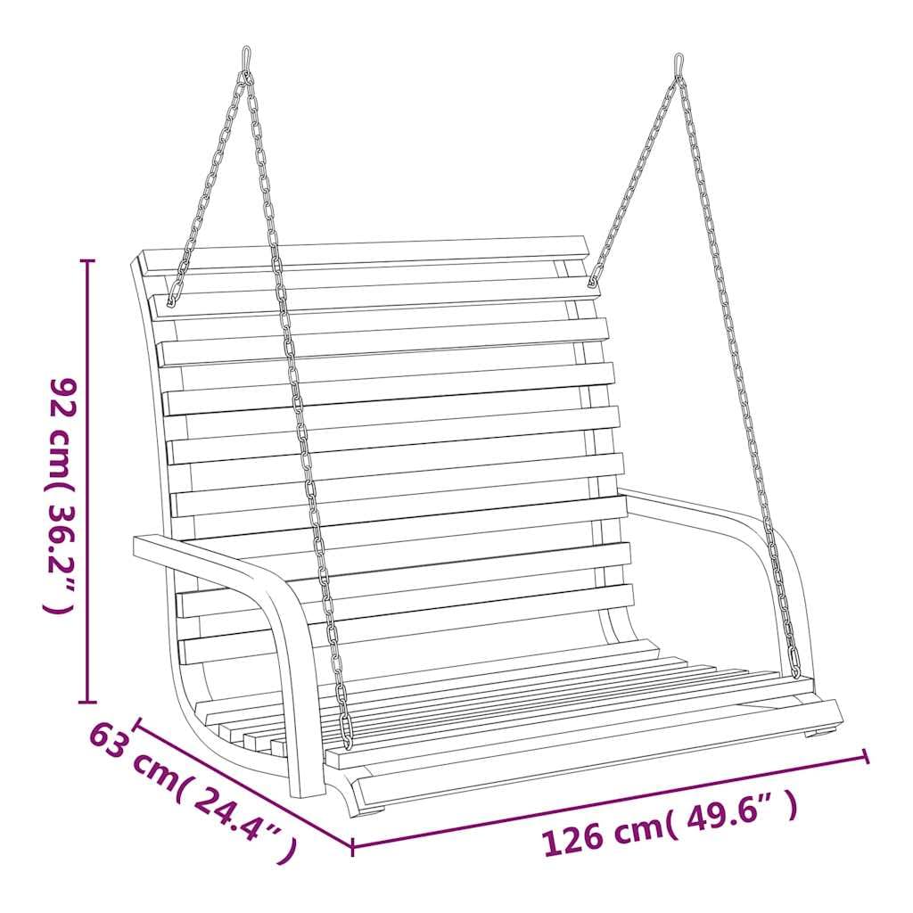 Panca a Dondolo in Legno Massello Curvato Finitura Teak 126x63x92 cm