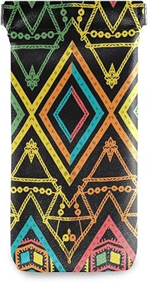 HUSSRITY Eyeglasses Case Abstract Zigzag Pattern Sunglasses Pouch Soft PU Leather Squeeze Top Eyeglass Holder Portable Glasses Case For Women Men