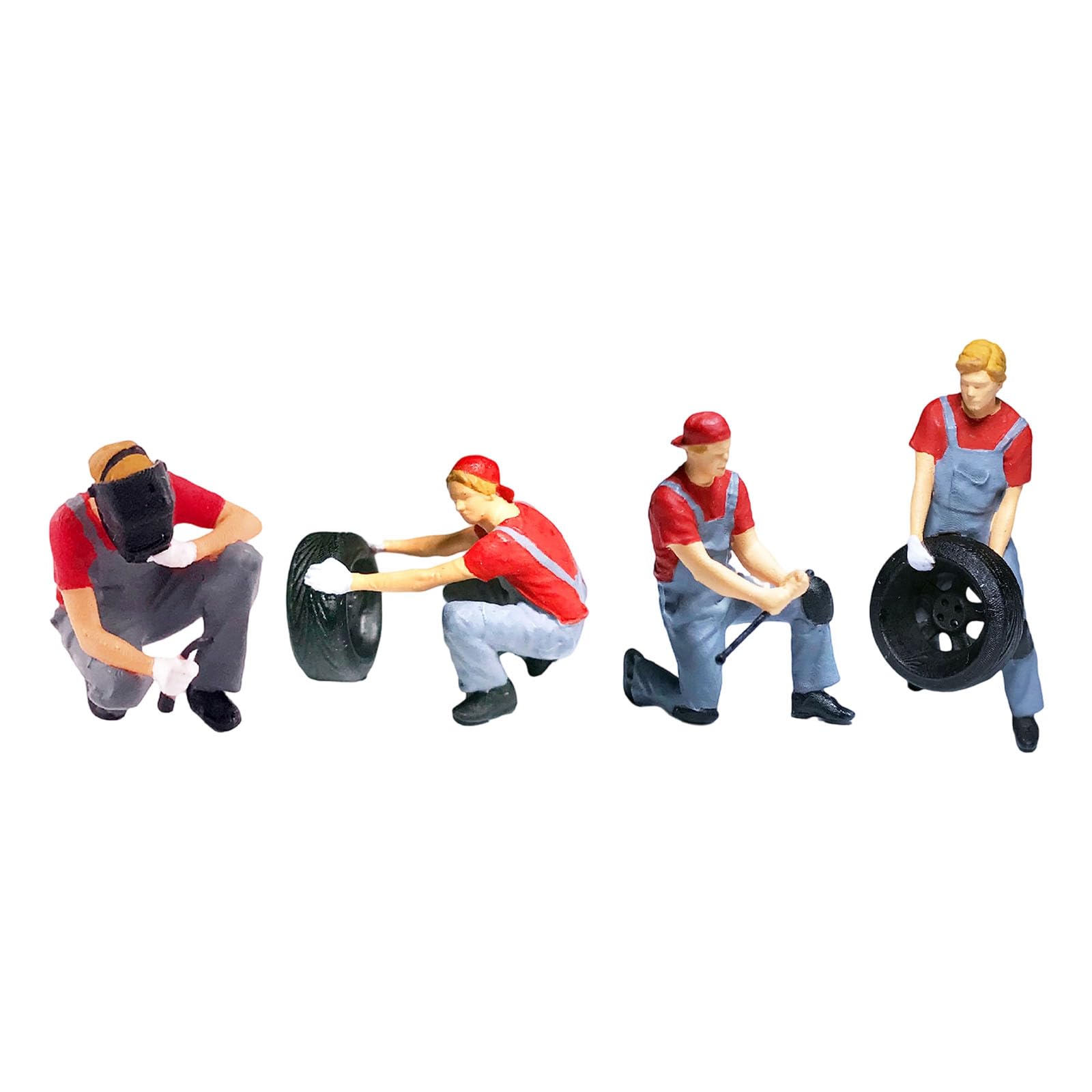 Repairman Figure Model Set 1: 64 Scale Hand Painted, Work red