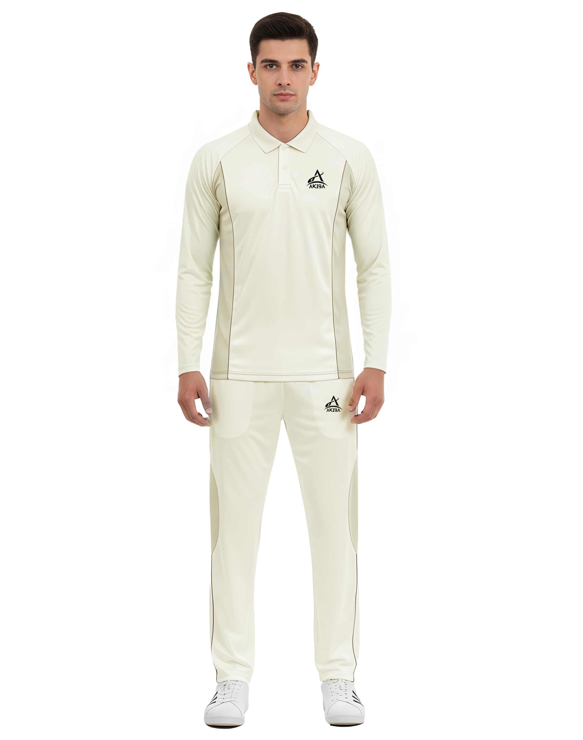 Buy AKIBA Premium Cricket Off-White Full-Sleeve Polo t-Shirt with