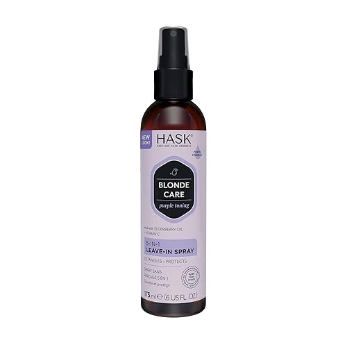HASK BLONDE CARE - Acondicionador en aerosol sin enjuague 5 en 1 fórmula vegana, libre de crueldad, color seguro, sin gluten, sin sulfatos, sin