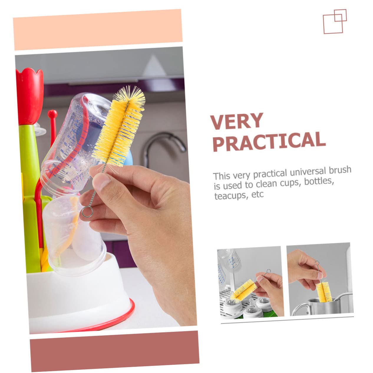 Ipetboom 60piezas Limpiadores De Botellas Multi-funcionales para Bebés Cepillos De Inoxidable para Limpiar Biberones y Vasos Accesorio Práctico y Compacto para Hogar
