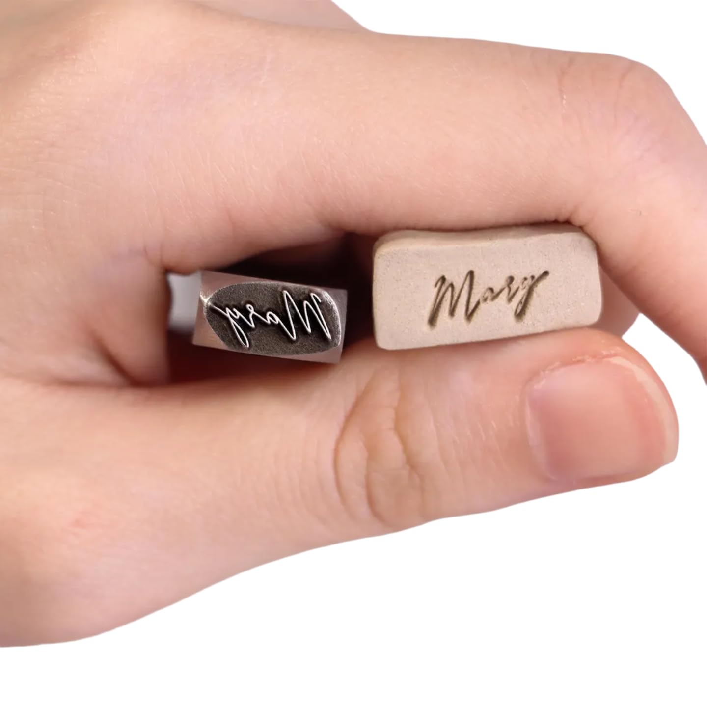 Shworkshop Silver Custom Pottery Stamps For Clay - Signature Clay Stamps, Personalized Tiny Metal Pottery Stamps, Makers Mark Stamp, Custom Punch Stamp For Diy & Handmade