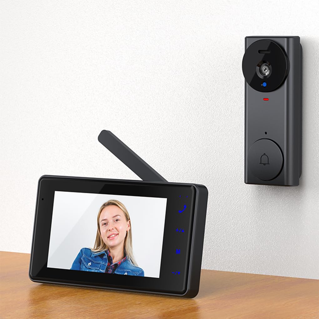 Videoportero inalámbrico sin suscripción con Pantalla Grande de 43 Pulgadas, fácil instalación y comunicación bidireccional.
