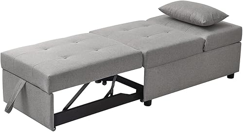 Miniatura 5 de Kings Brand Furniture - Otomana multifuncional, sofá cama, silla convertible, gris claro