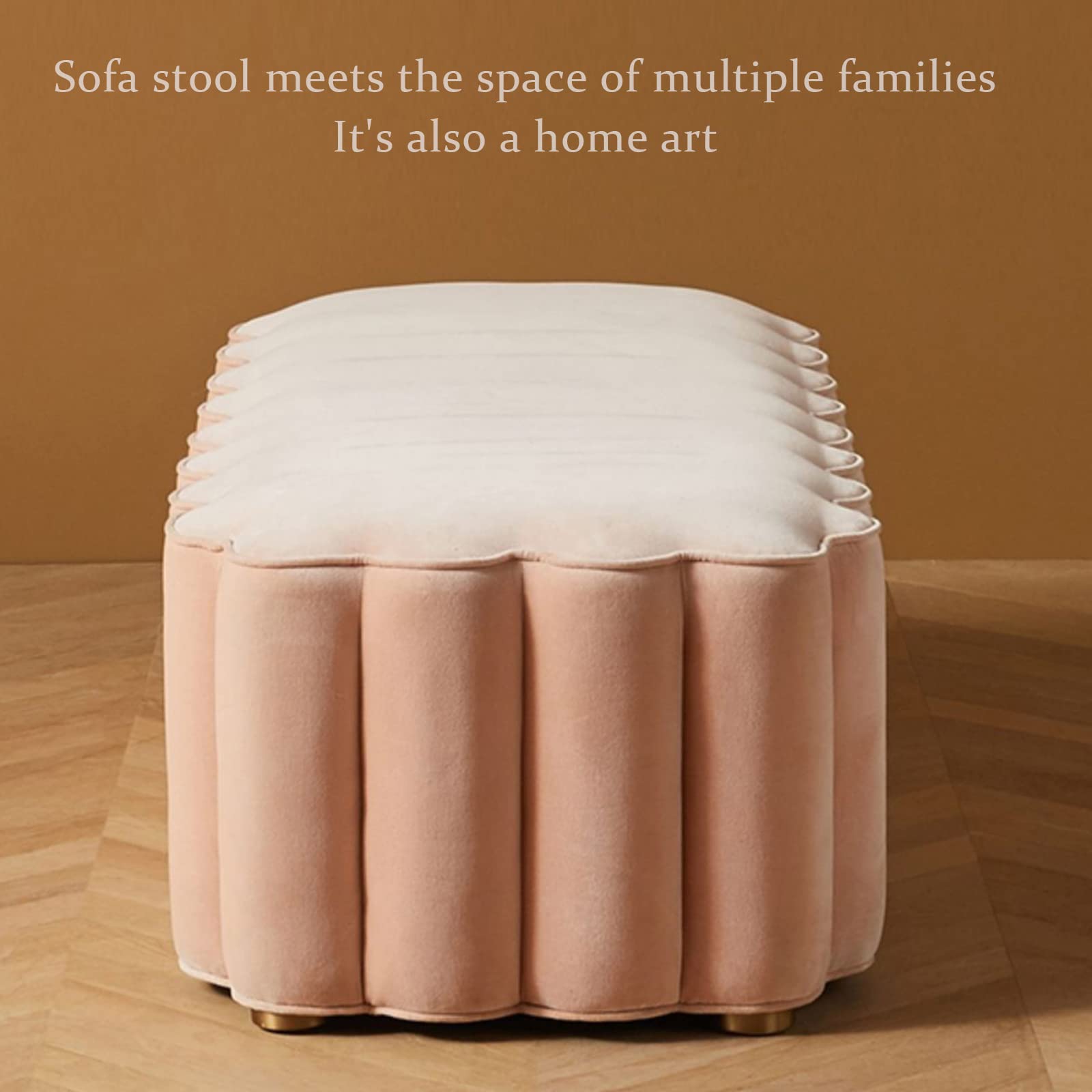 Desconocido Banco de Entrada tapizado de Terciopelo, Moderno Taburete otomano, Lujoso y Resistente Banco de Extremo de Cama, soporta hasta 400 Libras(60x45x40cm(24x18x16), Pink)