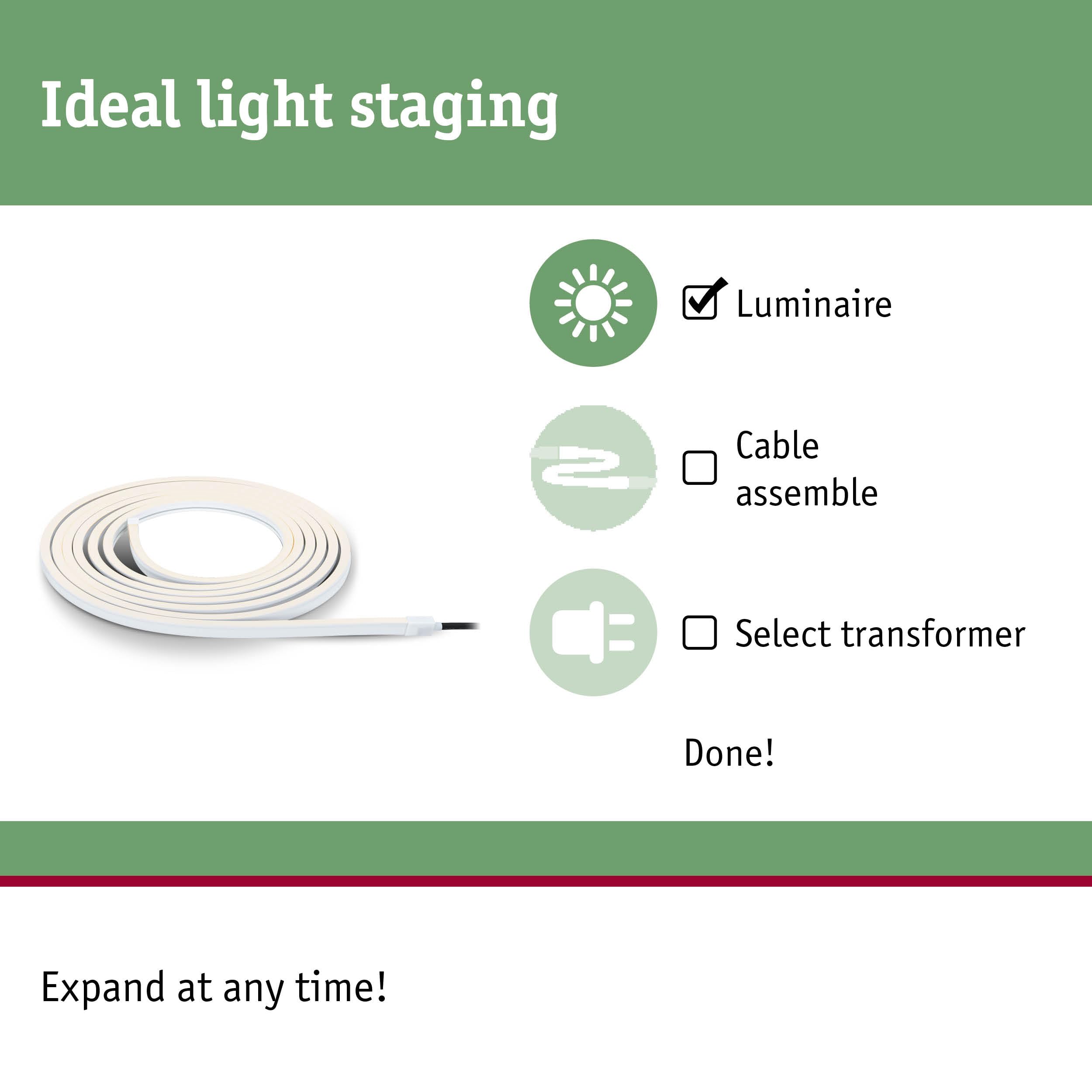 Paulmann 94680 Plug & Shine LED outdoor luminaire Strips Smooth IP68 5m incl. 1x11W dimmable white plastic 3000K - Image 2