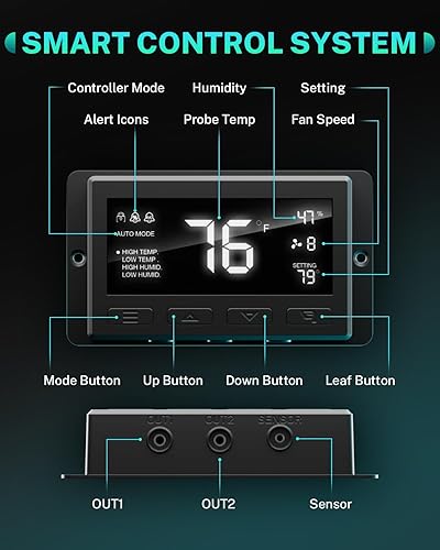 Miniatura 16 de HG Power Ventilador de escape de obturador mejorado de 10 pulgadas, ventilador de escape de cobertizo de bajo ruido 647CFM con pantalla de malla