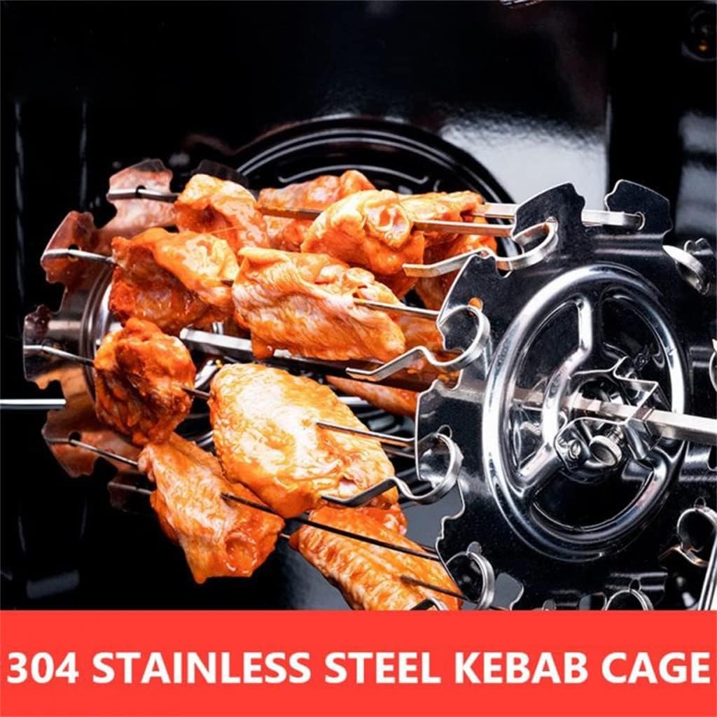Stainless Steel Cage Rotisserie Skewer Forks Spit Chicken Grill Roaster Oven DIY Camping Cooking Tool