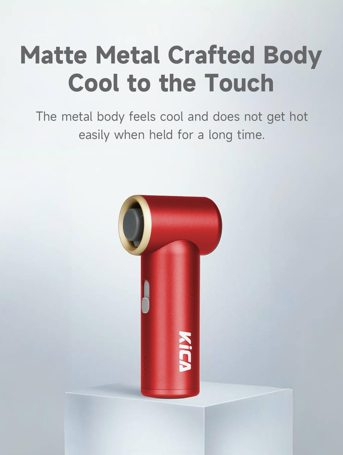 Kica Jetfan Mini Ventilatore Portatile,Ventilatore da Tavolo Silenzioso Ricaricabile Tramite USB,Ventilatore 3000mAh batteria[14ore di lavoro],Velocità regolabile liberamente,Scocca in metallo,Rosso